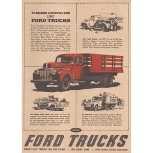 1946 Ford Trucks Vintage Print Ad Agriculture Truck Fleet Mid Century Farms